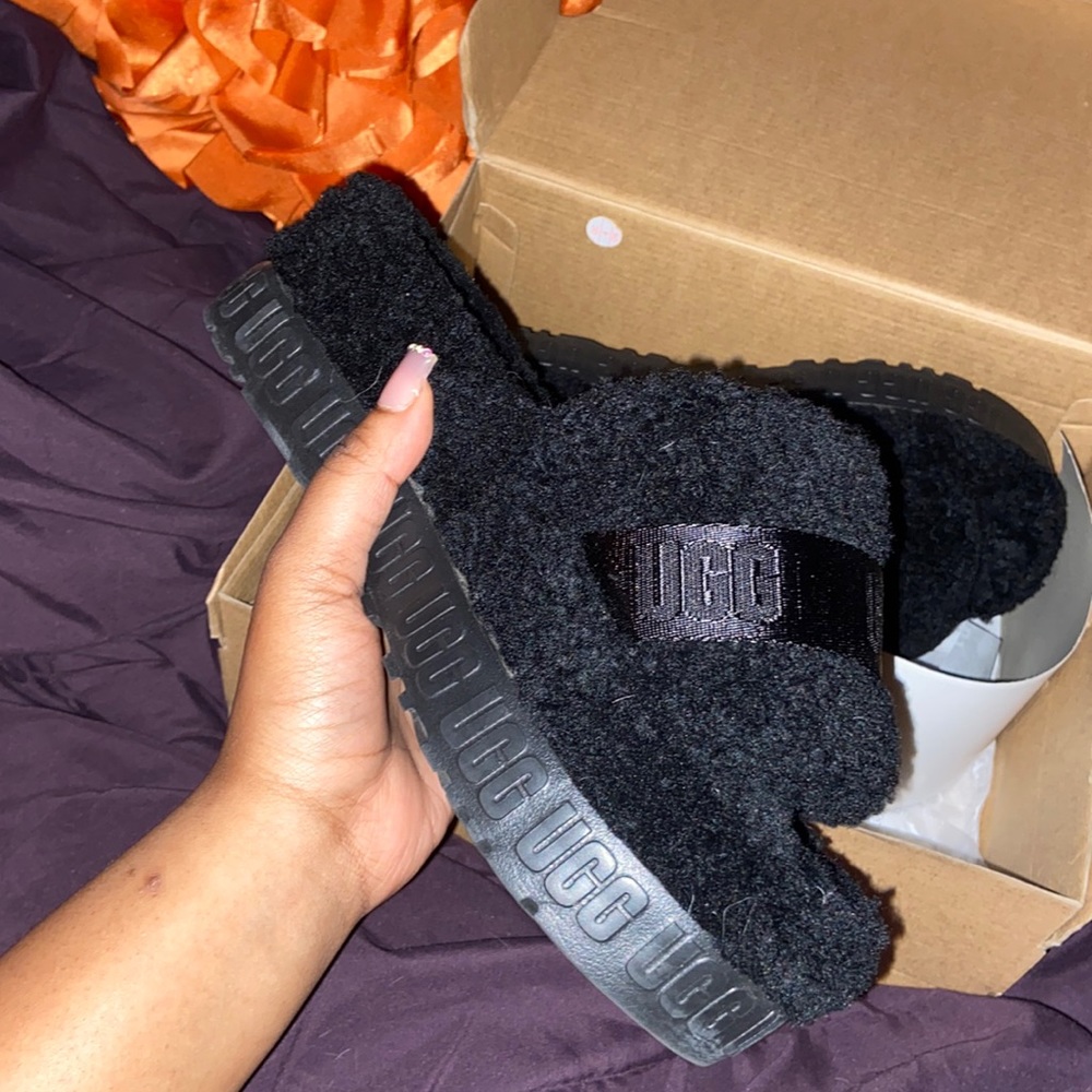 UGG® Fluffita Metal Buckle Fur Slides